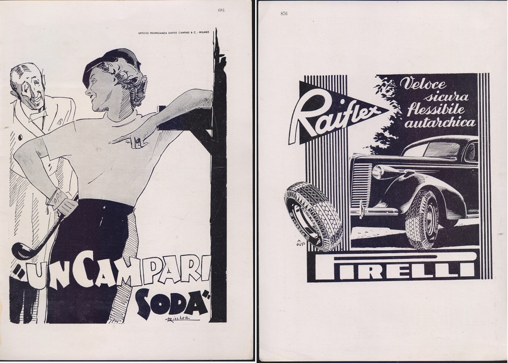 Un Campari Soda/Pirelli Raiflex. Advertising 1940