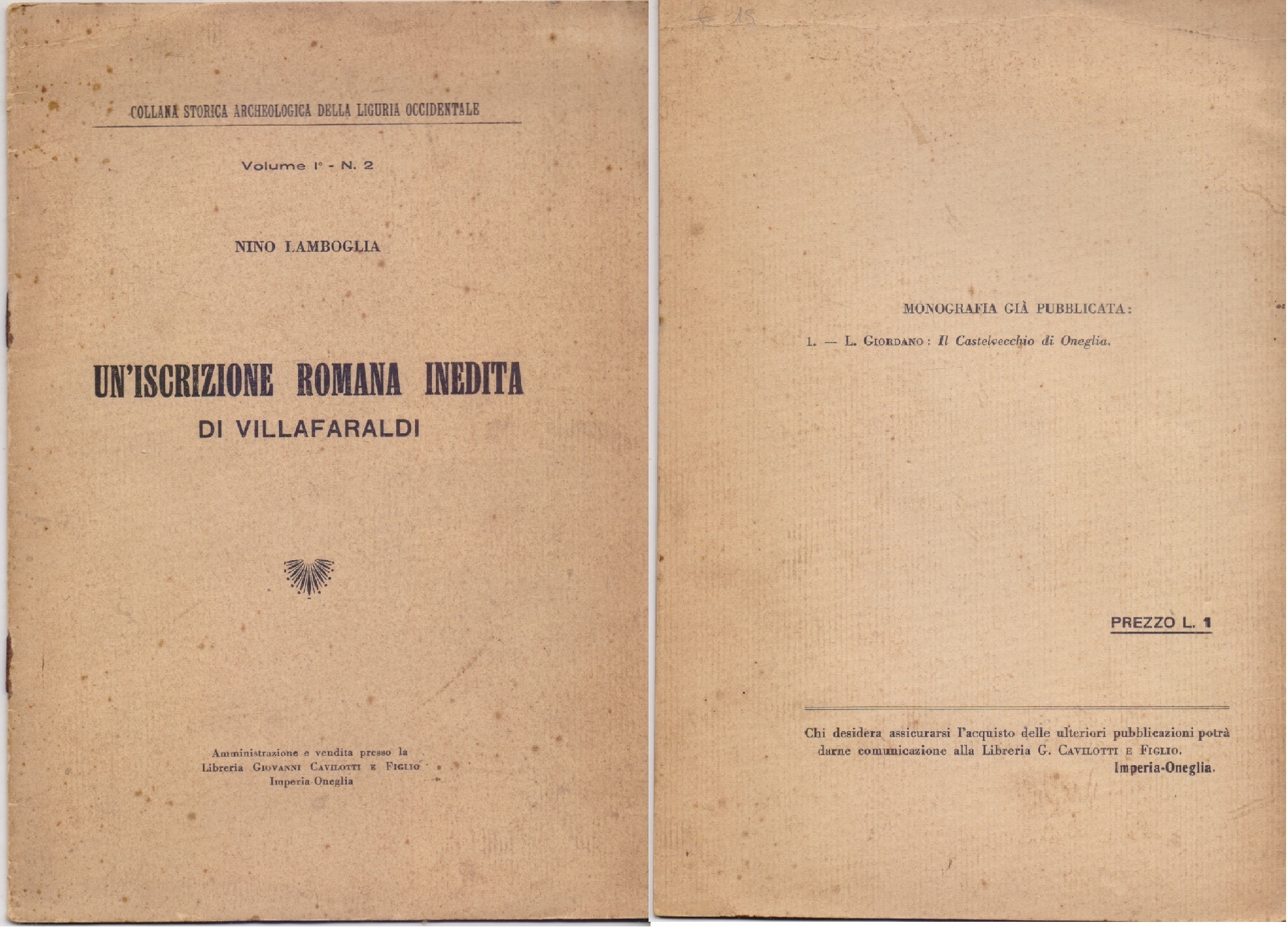 Un'iscrizione romana inedita di Villafaraldi - Nino Lamboglia