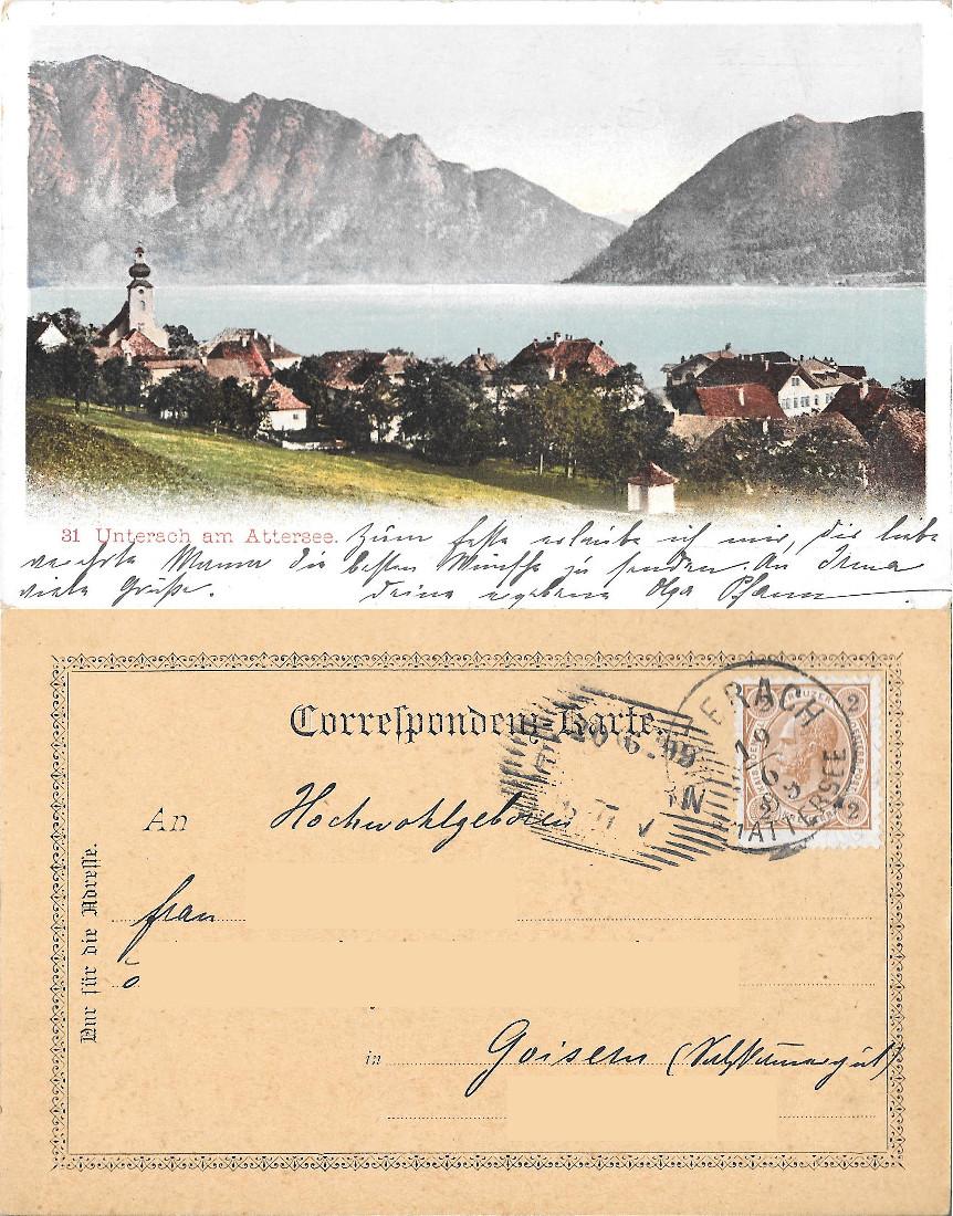 Unterach am Attersee. Viaggiata 1899