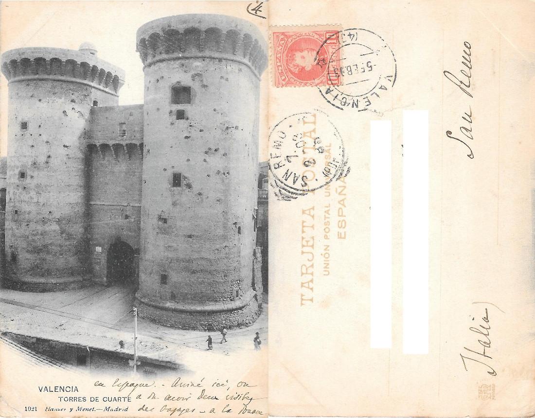 Valencia (SPA). Torres de Cuarte. Ed. Hauser y Menet. Viaggiata …