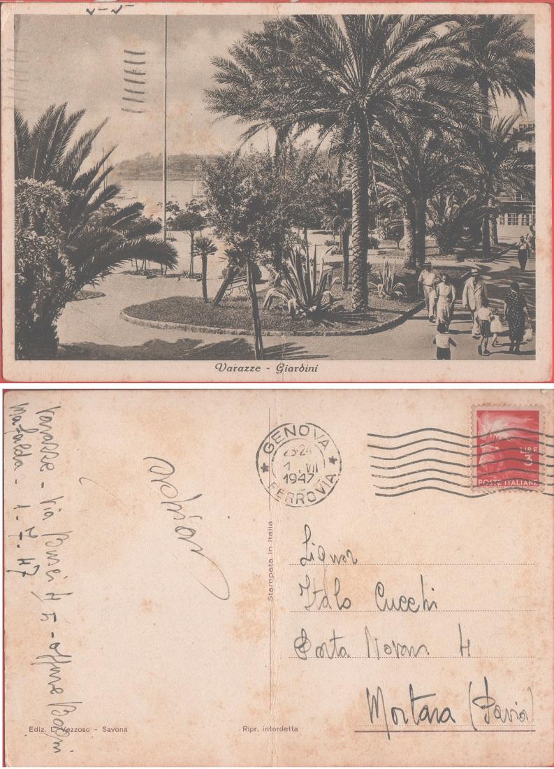 Varazze (SV). Giardini. Viaggiata 1947