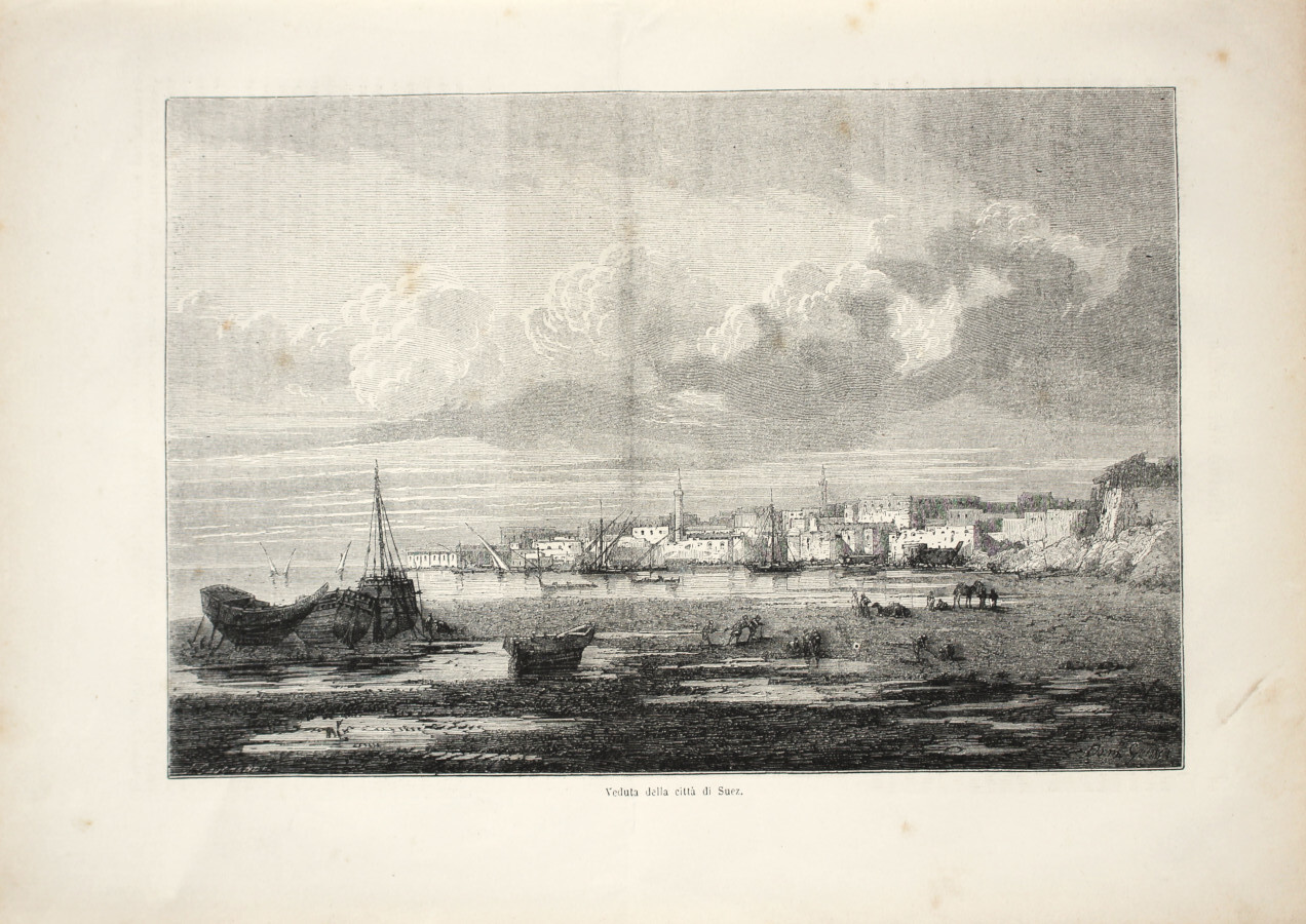 Veduta della città di Suez. Stampa 1863