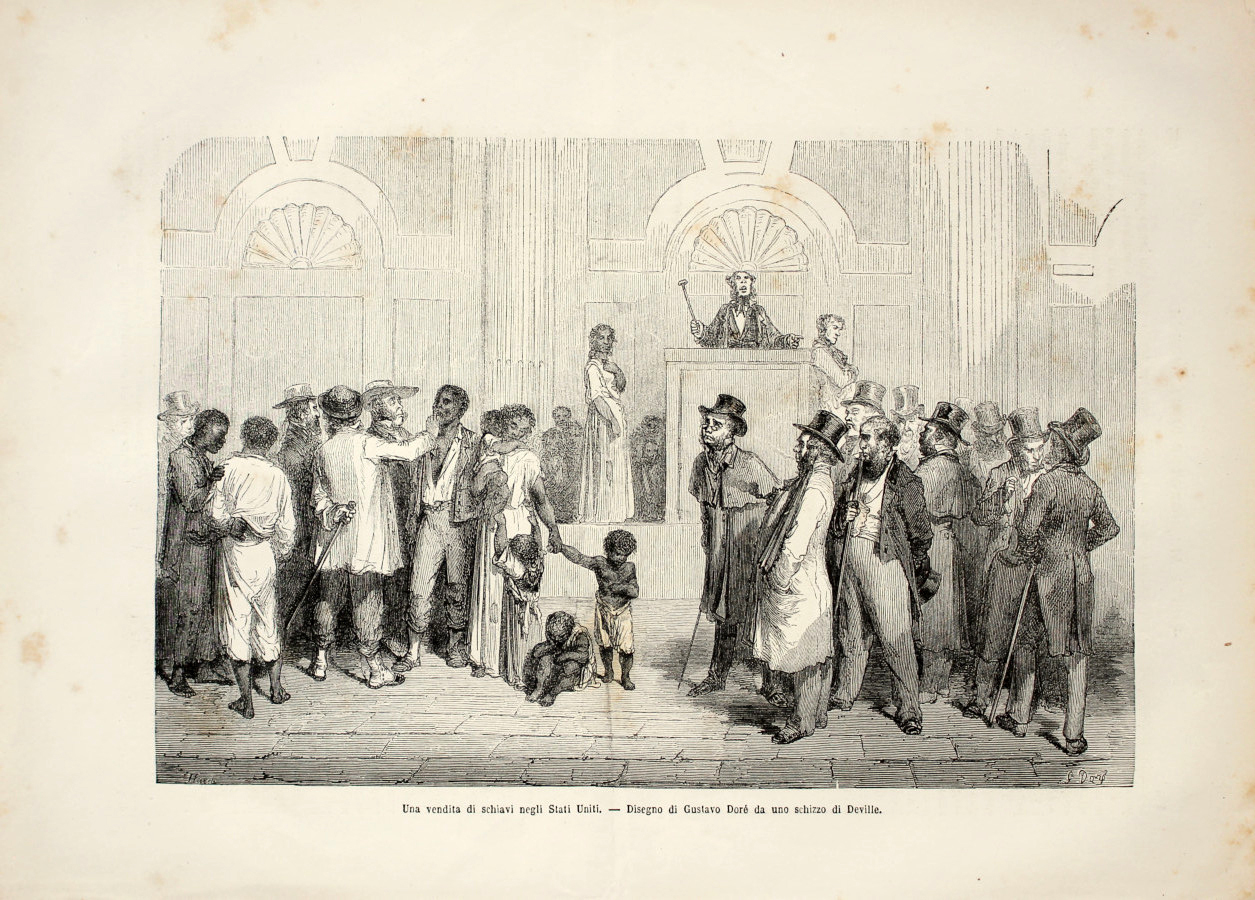 Vendita degli schiavi negli Stati Uniti. Stampa 1863