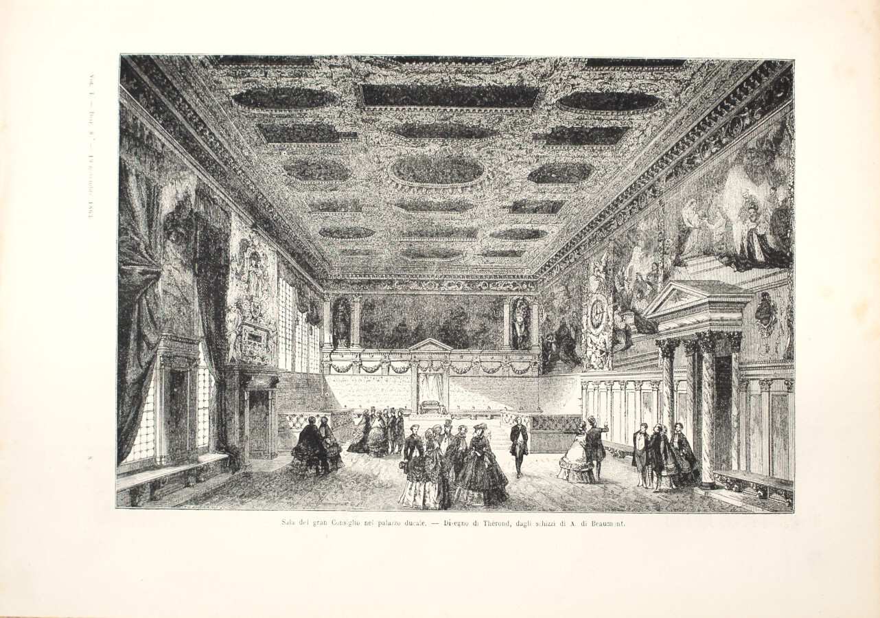 Venezia. Sala del gran Consiglio nel palazzo ducale. Stampa 1863