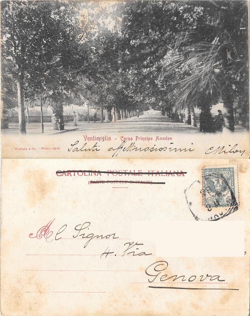 Ventimiglia. Corso Principe Amedeo. Viaggiata