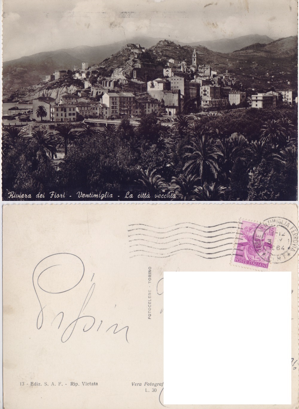 Ventimiglia (IM). La città vecchia. Viaggiata 1964