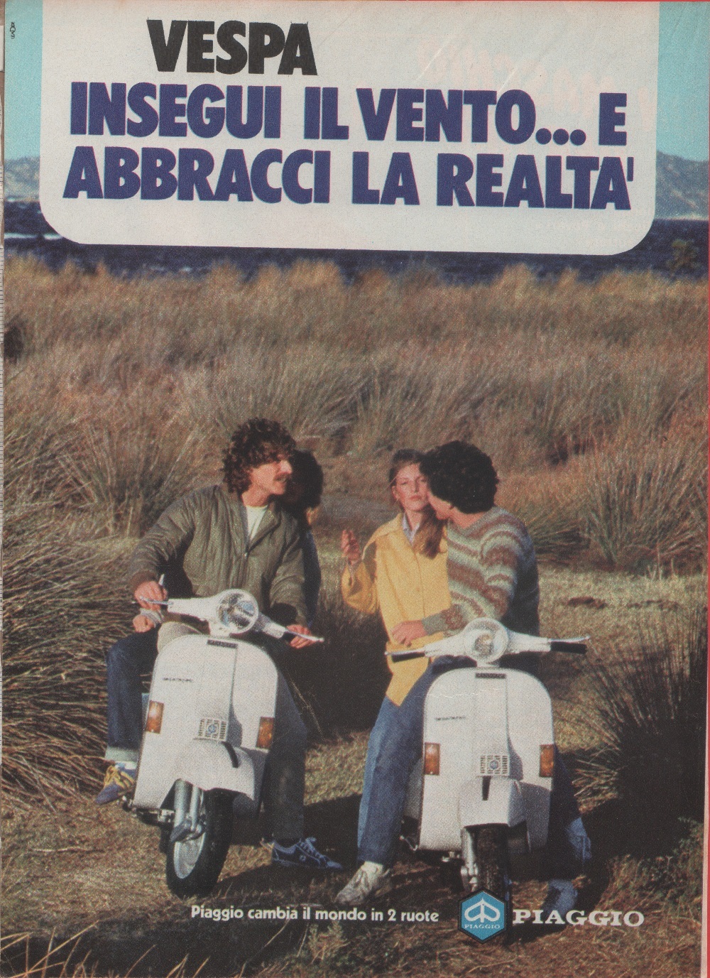 Vespa, insegui il vento... e abbracci la realtà. Advertising 1981