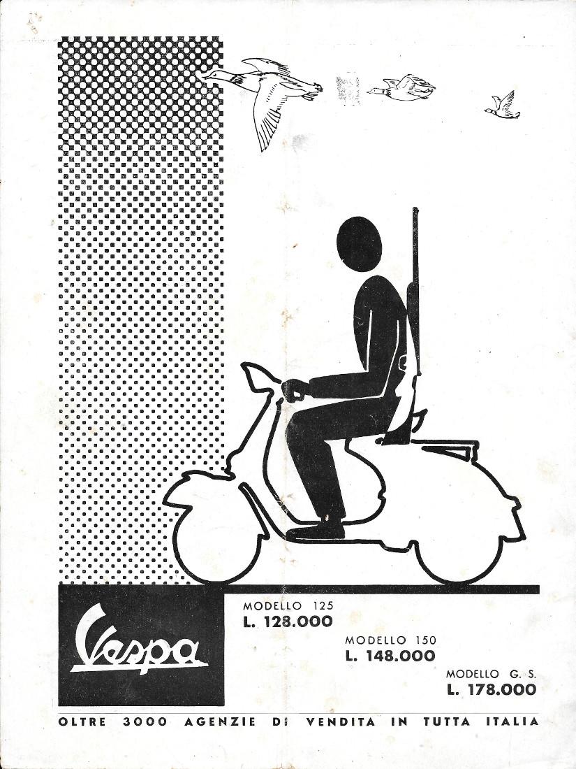 Vespa/Luigi Franchi. Advertising 1957, fronte retro