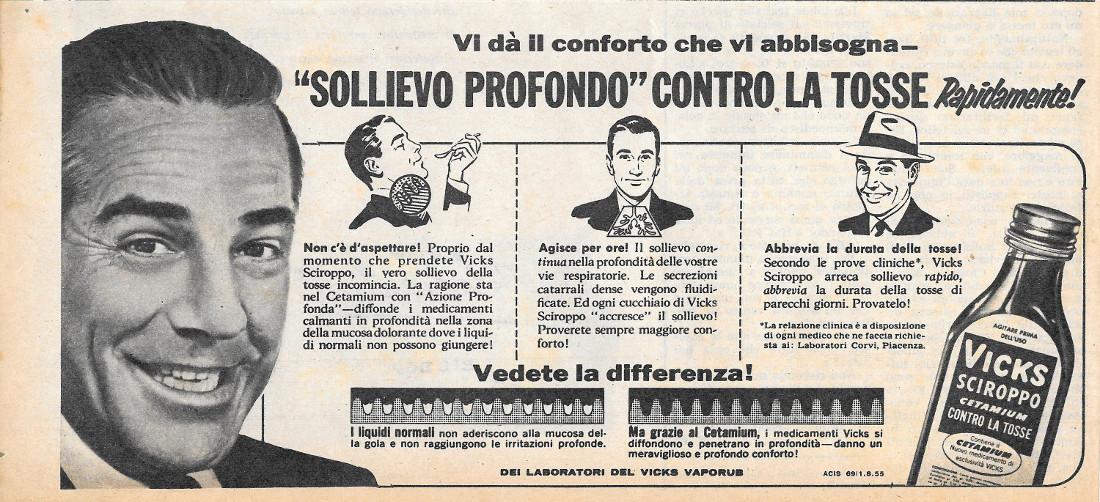 Vicks sciroppo. Sollievo profondo contro la tosse. Advertising 1956