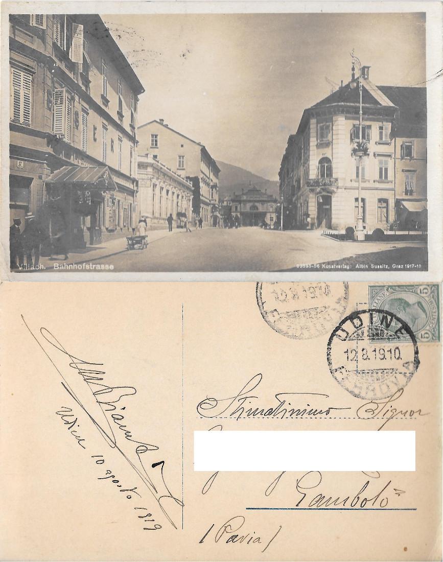Villach. Bahnhofstraße. Viaggiata 1919