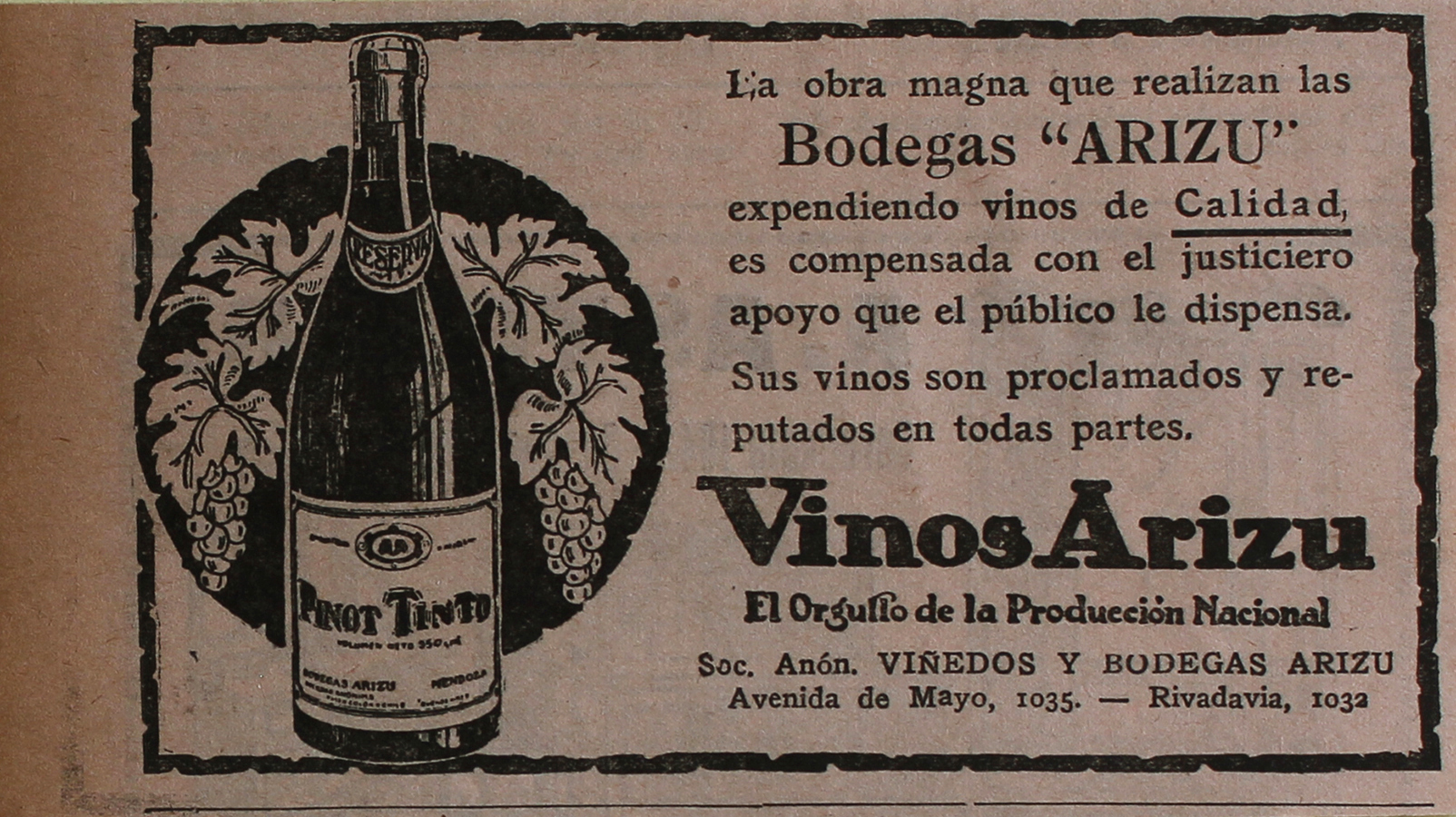 Vinos Arizu. El orgollo de la producion nacional - Advertising …