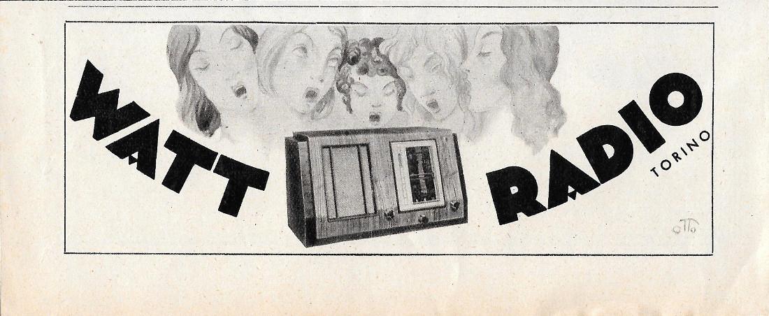 Watt Radio Torino. Advertising 1942