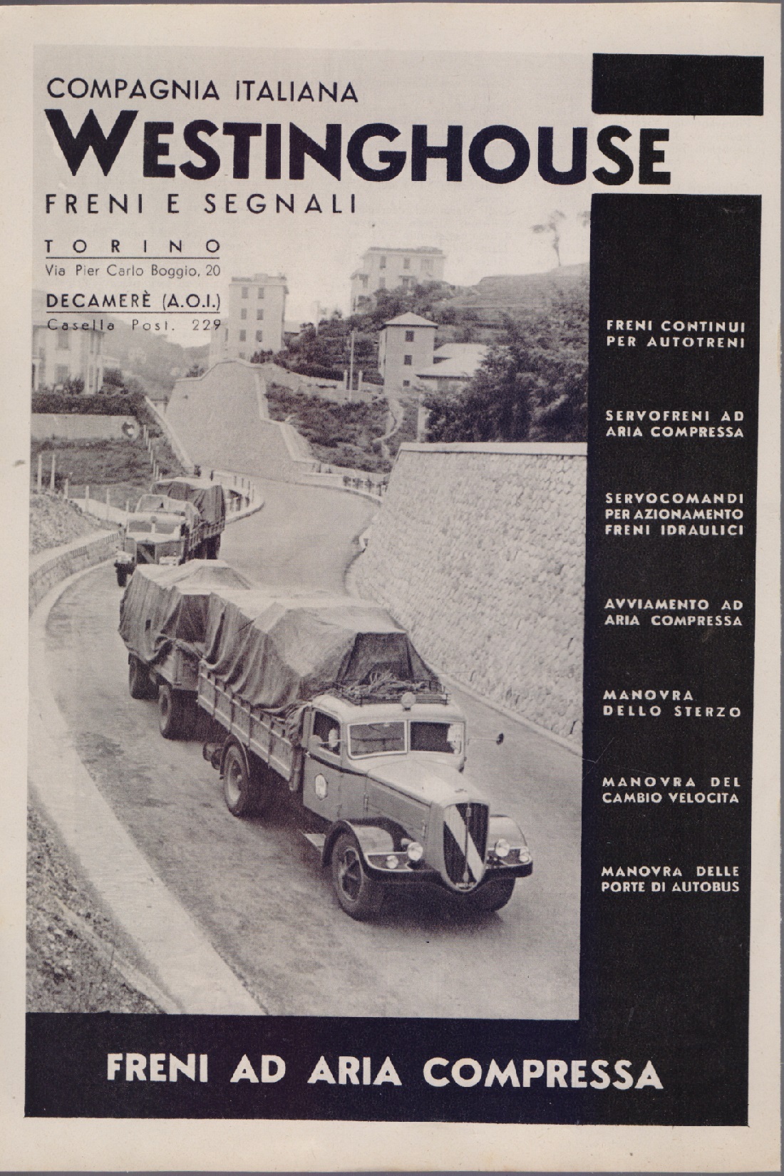Westinghouse freni e segnali. Advertising 1938
