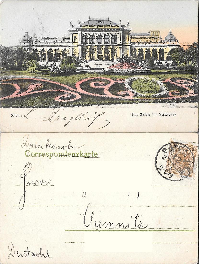 Wien, Cur-Salon im Stadtspark. Viaggiata 1904
