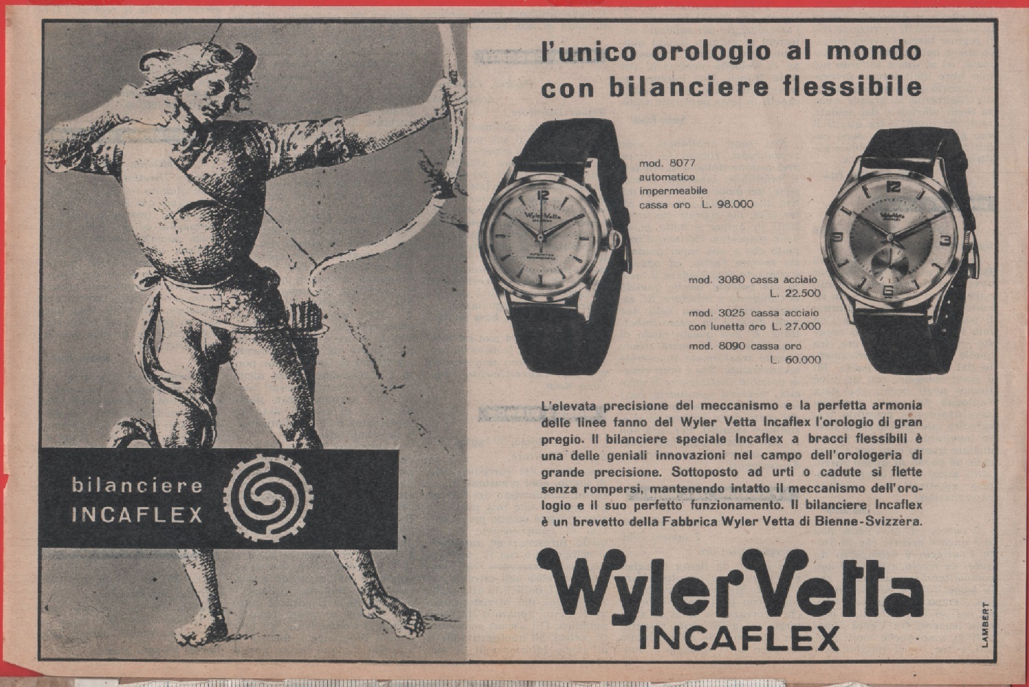 Wyler Vetta Incaflex. Advertising 1956