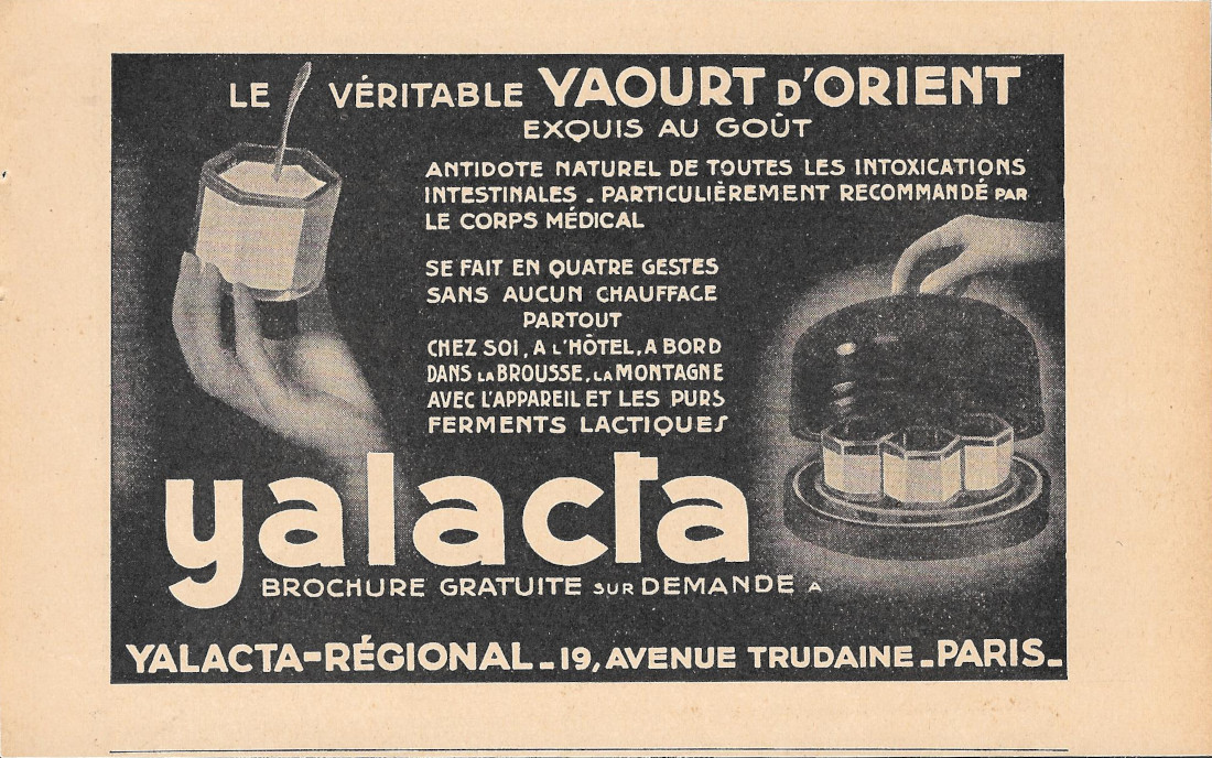Yalacta le véritable Yaourt d'Orient - Advertising 1935