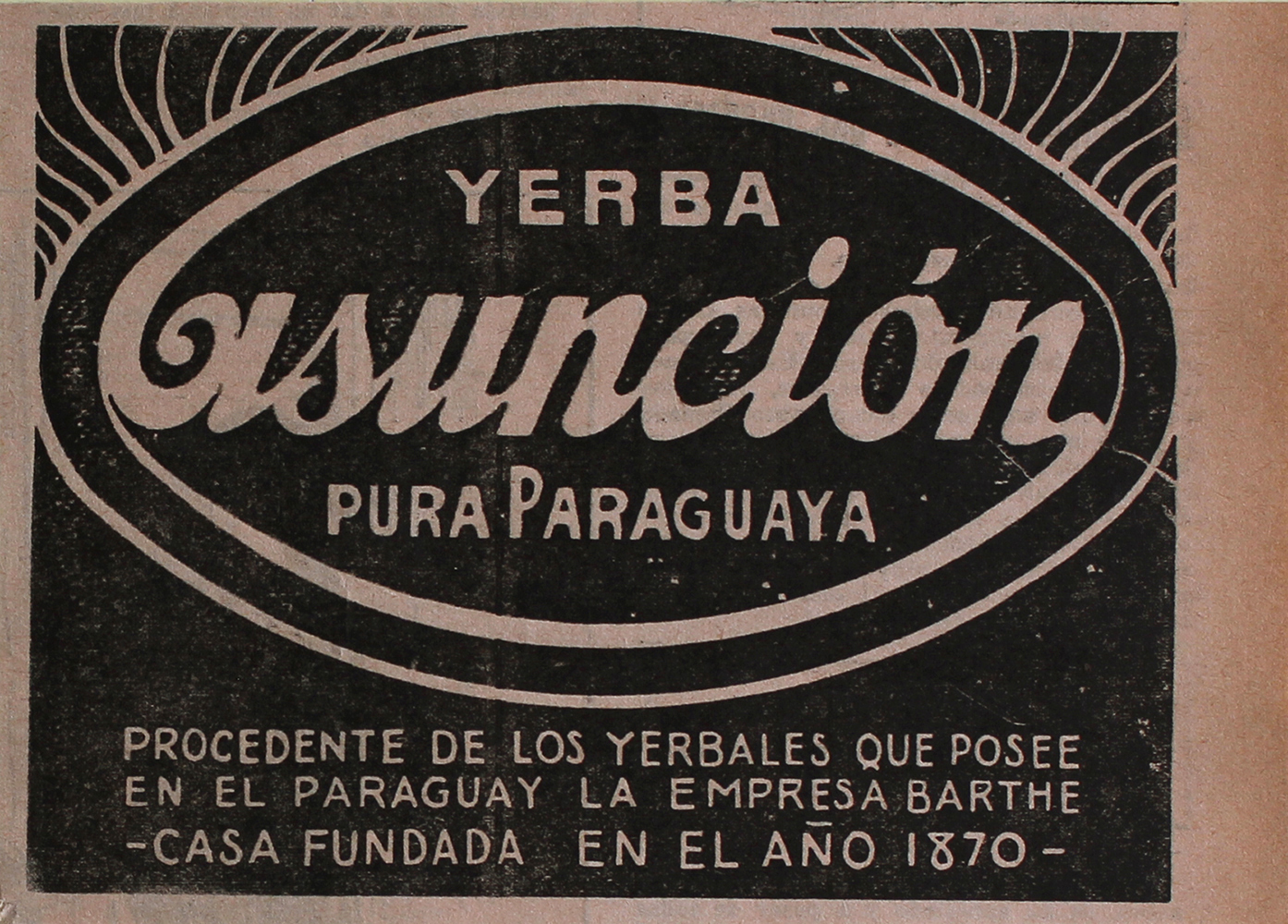 Yerba Asuncion pura paraguaya - Advertising 1922