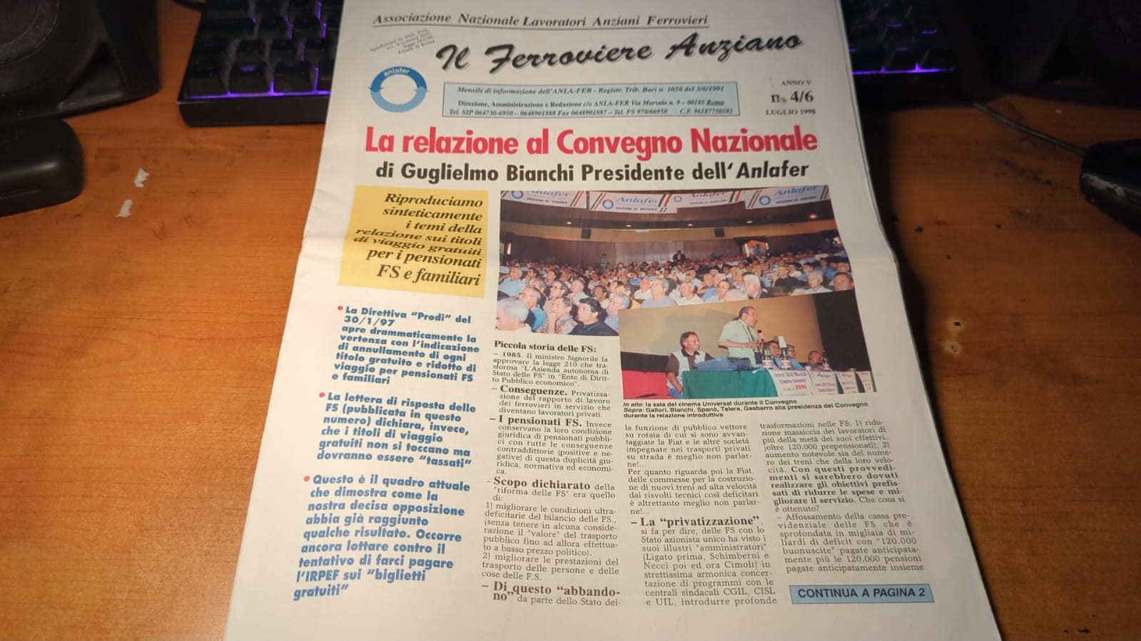 La relazione al convegno Nazionale- Giornale 1998