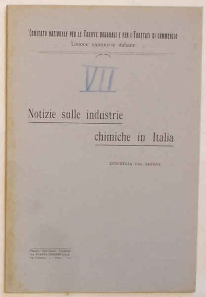 Notizie sulle industrie chimiche in Italia. Industria del sapone.