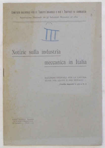 Notizie sulla industria meccanica in Italia. Macchine utensili per la …
