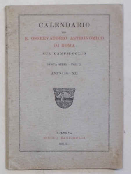 Calendario del R. Osservatorio Astronomico di Roma sul Campidoglio.