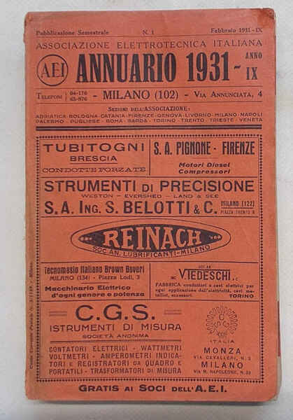 Associazione Elettrotecnica Italiana. Annuario 1931.