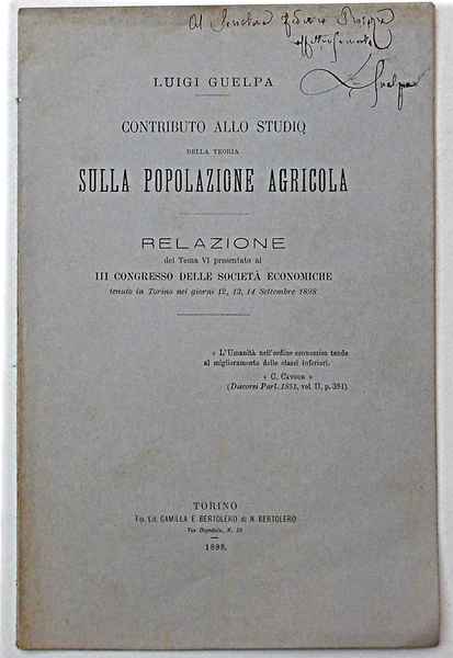 Contributo allo studio della teoria sulla popolazione agricola.