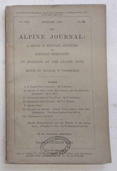 The Alpine Journal. February 1877. Vol. VIII. No. 55.