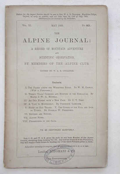 The Alpine Journal. May 1883. Vol. XI. No. 80.