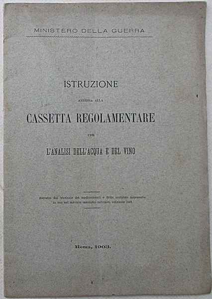 Istruzione annessa alla cassetta regolamentare per l'analisi dell'acqua e del …