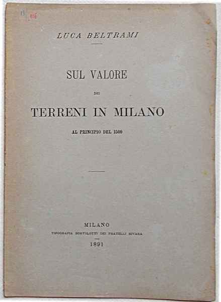 Sul valore dei terreni in Milano al principio del 1500.