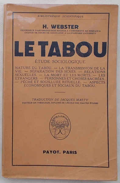 Le tabou. Etude sociologique.