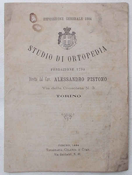 Studio di ortopedia diretto dal Cav. Alessandro Pistono.