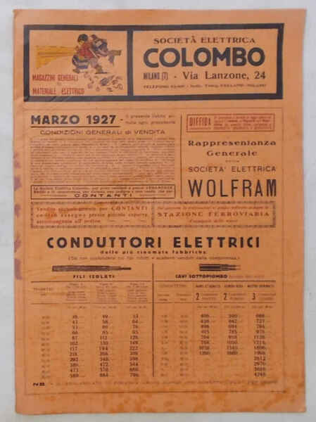 Società Elettrica Colombo Milano. Marzo 1927.