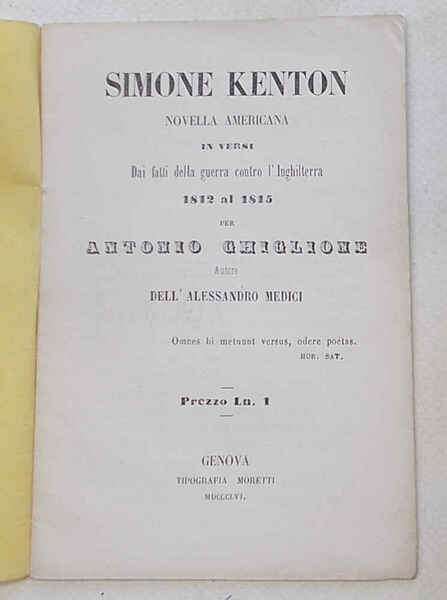 Simone Keaton. Novella americana in versi dai fatti della guerra …