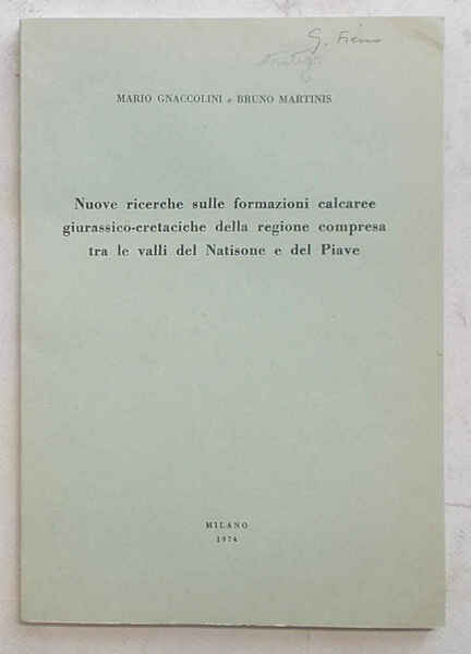 Nuove ricerche sulle formazioni calcaree giurassico-cretaciche della regione compresa tra …