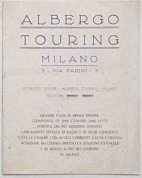 Albergo Touring Milano. Via Parini - 3.
