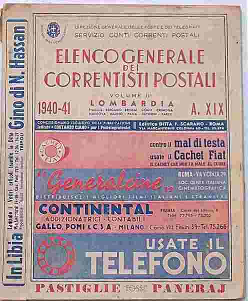 Elenco generale dei correntisti postali. Lombardia.