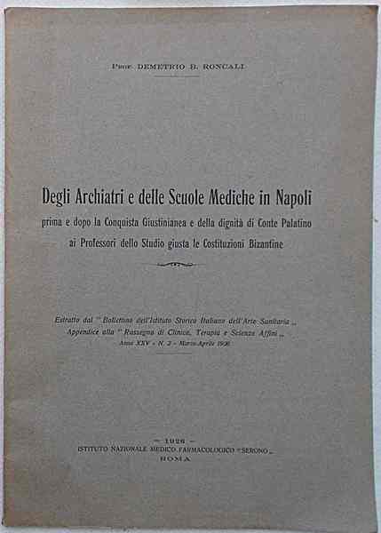 Degli Archiari e delle Scuole Mediche in Napoli prima e …