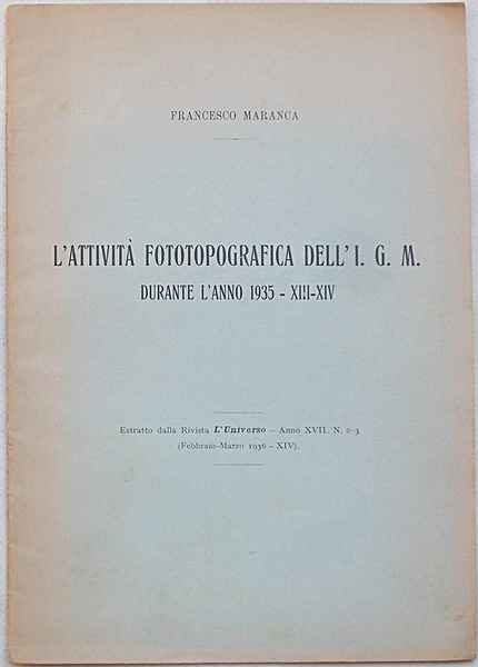 L'attività fototopografica dell'I.G.M. durante l'a