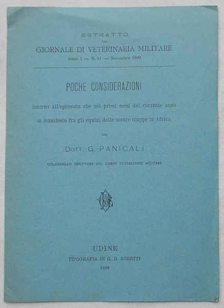 Poche considerazioni intorno all'epizoozia che nei primi mesi del corrente …