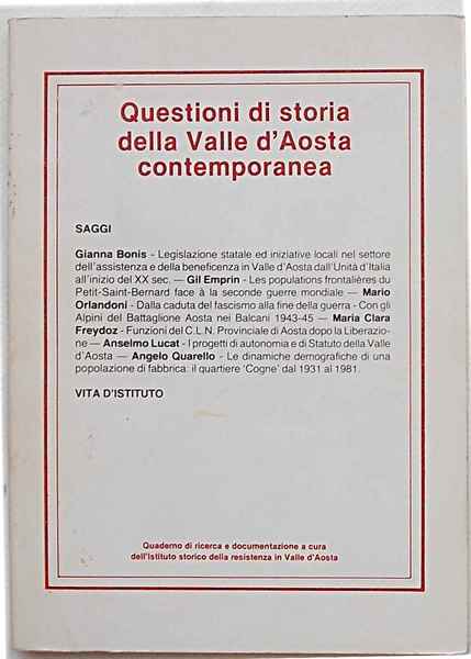 Questioni di storia della Valle d'Aosta contemporanea. 2/88.