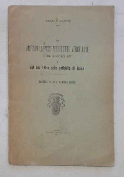 Di Antonio Lapacco architetto vercellese del secolo XV e del …