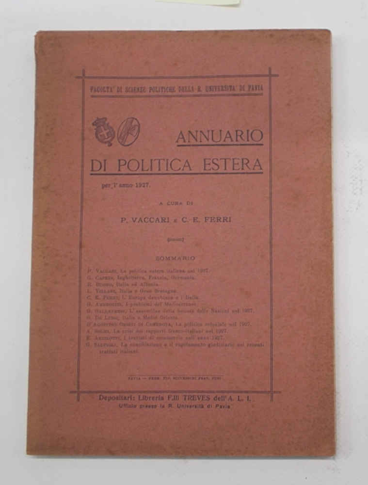 Annuario di politica estera per l'anno 1927.