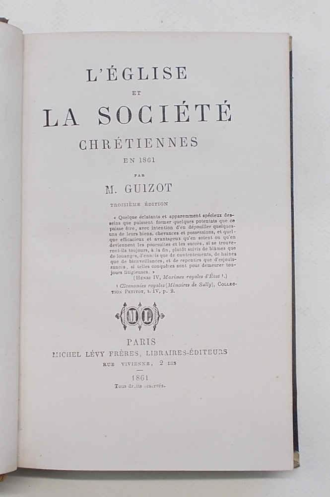 L'Eglise et la société chrétiennes en 1861.
