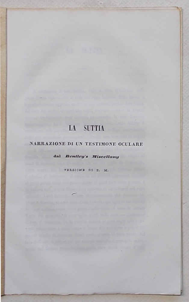 La suttia. Narrazione di un testimone oculare.