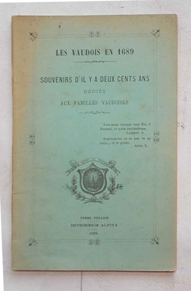 Les Vaudois en 1689. Souvenir d'il y a deux cents …