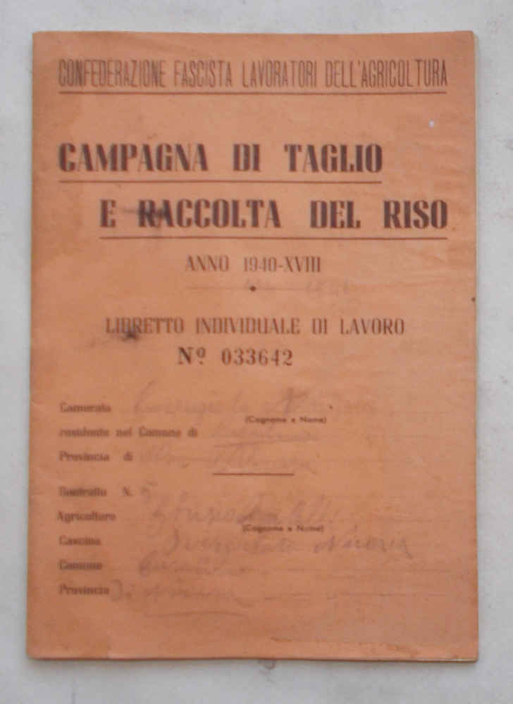 Libretto Individuale di Lavoro N° 03. Campagna di taglio e …