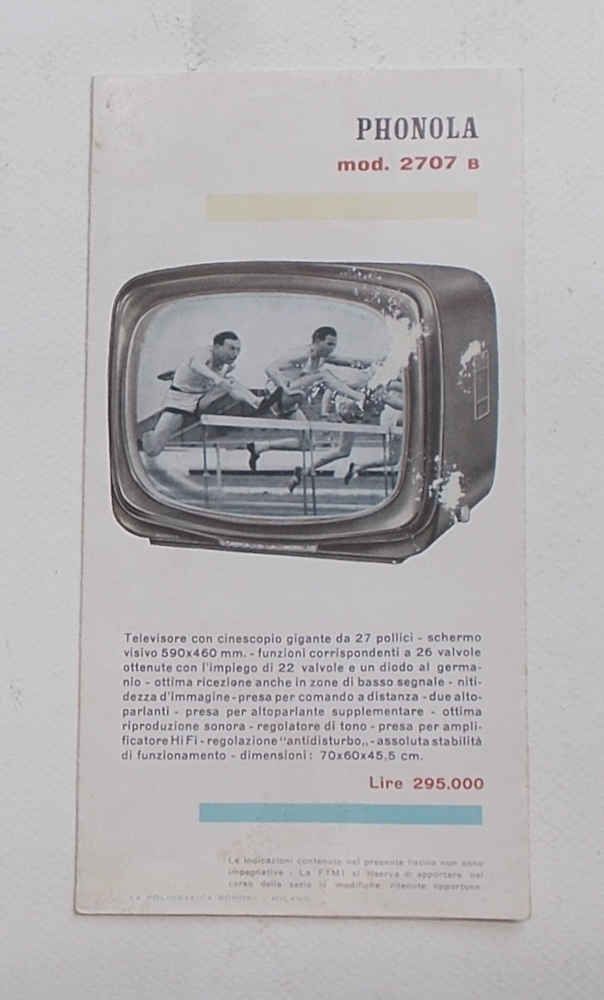 Phonola TV. Televisori d'alta classe serie 1958 "armonie di note …