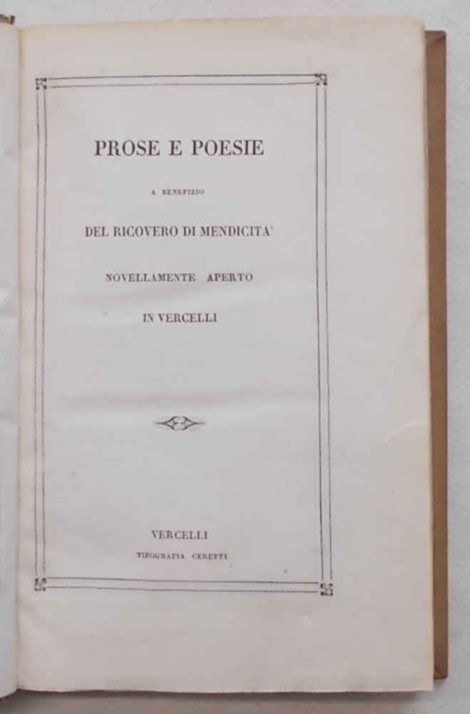 Prose e poesie a benefizio del ricovero di Mendicità novellamente …